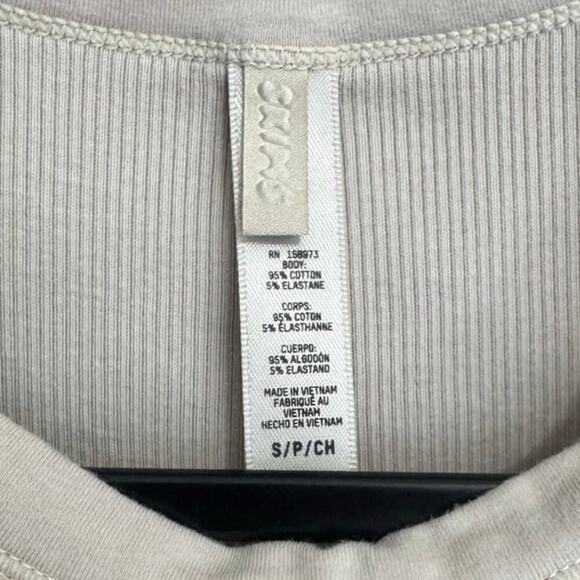 Skims Tank Mini Dress Ribbed Knit Sleeveless Scoop Neckline Beige Size Small - Picture 9 of 11